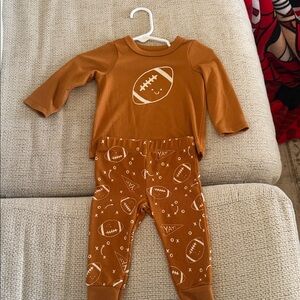 Kids Football Print Matching Set - Brown